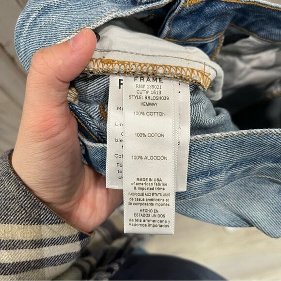 Frame Denim Le Original Short Rigid Re-Release Distressed Button Fly Size 25 - Picture 7 of 10